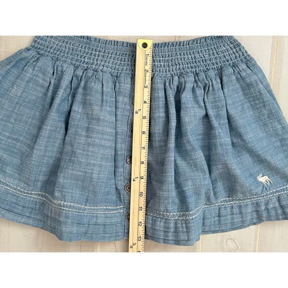Abercrombie & Fitch Blue Chambray Smocked Elastic Waist Micro Miniskirt Size S/M - Picture 7 of 8